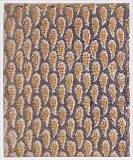 Relief Print Prints: Sheet with overall paisley pattern, 19th century. Creator: Anon