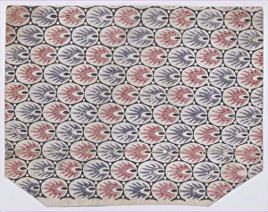 Relief Print Prints: Sheet with overall pattern of pointed shapes within ovals, 19th century. Creator: Anon