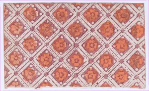 Relief Print Prints: Sheet with overall pattern of rosettes, 19th century. Creator: Anon