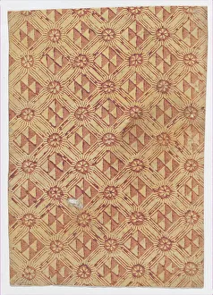 Relief Print Prints: Sheet with overall pattern of triangles and rosettes, 19th century. Creator: Anon