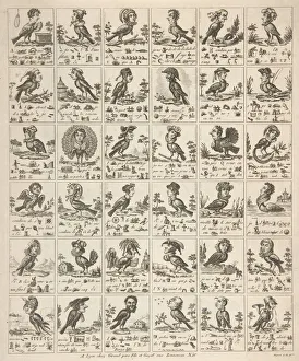 Sheet of Rebuses with Birds with Human Heads, ca. 1834. ca. 1834. Creator: Anon