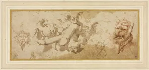 Sheet of Satirical Studies (Amorini Riding Phalli), c. 1650s. Creator: Salvator Rosa (Italian