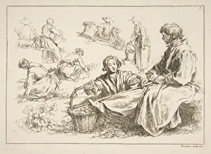 Sheet of Sketches, 1753. Creator: Francois Boucher
