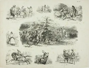 Raffet Denis Auguste Marie Prints: Sheet of Sketches, 1829. Creator: Auguste Raffet