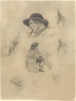 Corinth Lovis Prints: Sheet of Sketches, 1877. Creator: Lovis Corinth