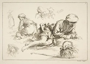 Bloemaert Prints: Sheet of Sketches, ca. 1735. Creator: Francois Boucher