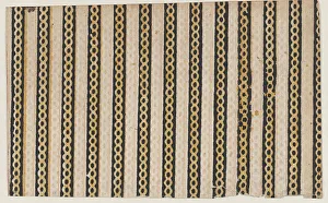 Relief Print Prints: Sheet with stripes with guilloche pattern, 19th century. Creator: Anon