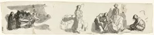 Honoredaumier Gallery: Sheet of Studies with a Group of Four Figures to the Right, third quarter 1800s. Creator