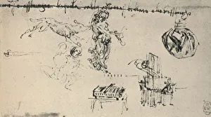 Sheet of Studies with a Young Woman, A Wolf, Etc. c1480 (1945). Artist: Leonardo da Vinci