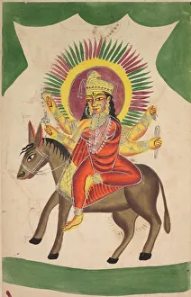 Kalighat Painting Gallery: Sheetaladevi: The Smallpox Goddess, 1800s. Creator: Unknown