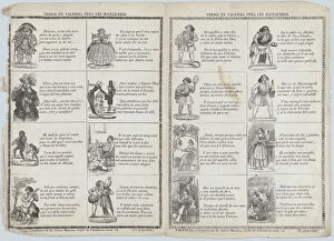 Masquerade Gallery: Two sheets (printed as one) with verses in Valencian for masquerades, ca. 1860-70