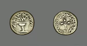 Grey Background Collection: Shekel (Coin) Depicting a Chalice, 68-69 (1st Jewish Revolt). Creator: Unknown