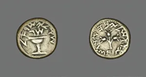 Grey Background Collection: Shekel (Coin) Depicting a Chalice, 68-69 (1st Jewish Revolt). Creator: Unknown