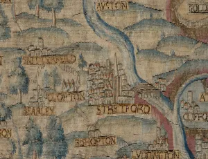 The Sheldon Tapestry: Map of Warwickshire, Detail: Stratford, 1580s The Sheldon Tapestry: Map of Warwickshire, Detail: Stratford, 1580s