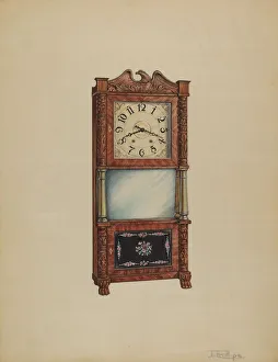 Clock Face Prints: Shelf Clock, c. 1936. Creator: Lawrence Phillips