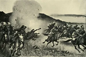 Transvaal Prints: Shell from the Naval Brigade Dispersing Boers from Behind the Seven Sisters Kopjes, 1900