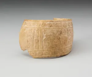 Shell, Possibly an Arm Band, Incised with Profile Head Framed by Geometric Motifs... c