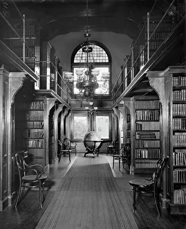 Dry Plate Negative Prints: Shelves in library, U.S. Naval Academy, between 1890 and 1901. Creator: Unknown
