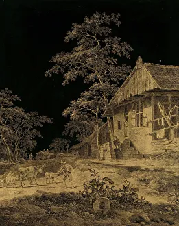Farmstead Prints: Shepherd at a Farmstead, 1780-1815. Creator: Leendert Overbeek