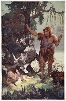 Mesopotamian Gallery: The Shepherd finds the babe Semiramus, 1915. Artist: Ernest Wellcousins