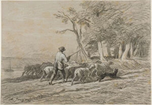 Shepherd and his Flock, n.d. Creator: Charles Emile Jacque