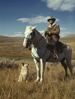 Ranch Prints: Shepherd with his horse and dog on Gravelly Range