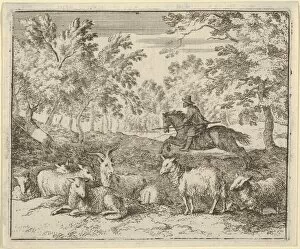 Stag Gallery: The Shepherd on Horseback Chases the Stag, 1650-75. Creator: Allart van Everdingen