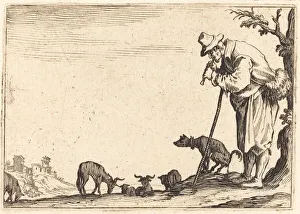 Shepherd Playing Flute, c. 1622. Creator: Jacques Callot