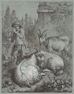 Shepherd Playing a Flute with Goats, 1764. Creator: Francesco Londonio