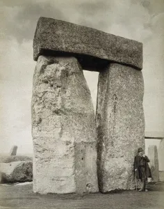 Mystery Collection: A shepherd posing at Stonehenge on Salisbury Plain, Wiltshire, 19th century. Artist