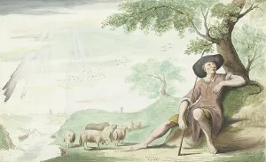 Geesie Ter Burch Prints: Shepherd resting under a tree near his herd, 1654. Creator: Gesina ter Borch