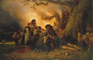 Stormy Prints: Shepherd Struck by Lightning, 1844. Creator: Jakob Becker