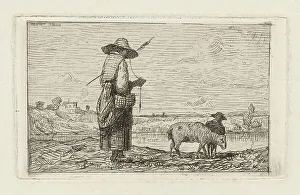 Etchings Prints: Shepherdess, 1861. Creator: Adolphe Appian