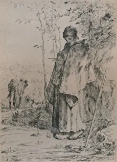 Edward T Prints: The Shepherdess, 1862, (1946). Artist: Jean Francois Millet