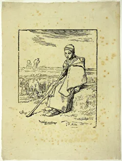 Jf Millet Prints: The Shepherdess, 1863. Creator: Jean Francois Millet