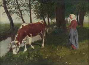 1909 Prints: Shepherdess, around 1909. Creator: Gustav Mally