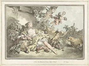 Huet Jean Baptiste I Prints: Shepherdess with flying Cupid, 1760-1802. Creator: Gilles-Antoine Demarteau