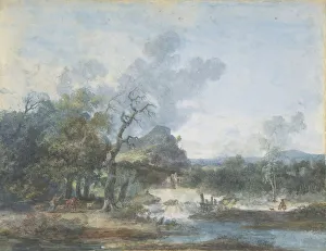 Louis Gabriel Moreau Prints: Shepherdess near a Waterfall, n. d Creator: Louis Gabriel Moreau