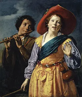 Flute Player Prints: Shepherdess singing with Shepherd, 1630. Creator: Johannes Moreelse