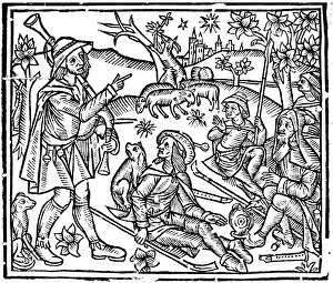Shepherds with their flocks and dogs, early 16th century