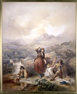 Topham Prints: The Shepherds Meal, 1844. Artist: Francis William Topham