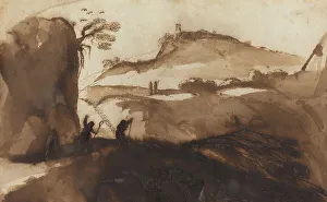 Guercino Prints: Shepherds Peering into a Chasm, 1620s. Creator: Guercino