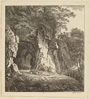 Two Shepherds in a Rocky Landscape, 1764. Creator: Salomon Gessner