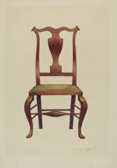 Rush Bottom Prints: Sheraton Chair, c. 1939. Creator: John Price