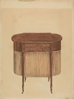 Sheraton Mahogany Sewing Table, 1935 / 1942. Creator: Ferdinand Cartier