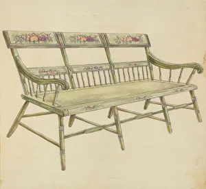 Sheraton Prints: Sheraton Painted Three-Back Settee, 1935 / 1942. Creator: Unknown