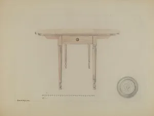 Edith Magnette Prints: Sheraton Table, c. 1936. Creator: Edith Magnette
