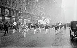 Military Band Prints: Sherman Boosters Parade, between c1915 and c1920. Creator: Bain News Service
