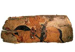 Distemper Prints: Shield with a horseman (Detail), end 7th, early 8th century