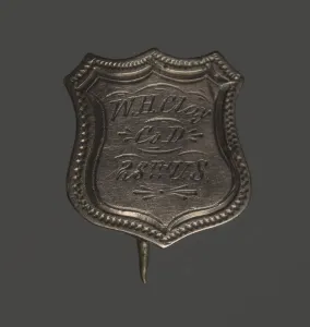 Shield-shaped identification pin for William H. Clay, 1864-65. Creator: Unknown Shield-shaped identification pin for William H. Clay, 1864-65. Creator: Unknown